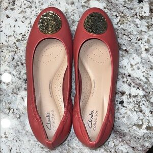 Clarks Women's Coral Flats with Gold Accent